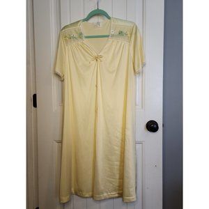 Vintage Jolie Two Yellow Embroidered Sheer Lace  Nightgown JCPenney Sz Medium